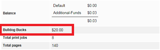 Screenshot of Printing Funds